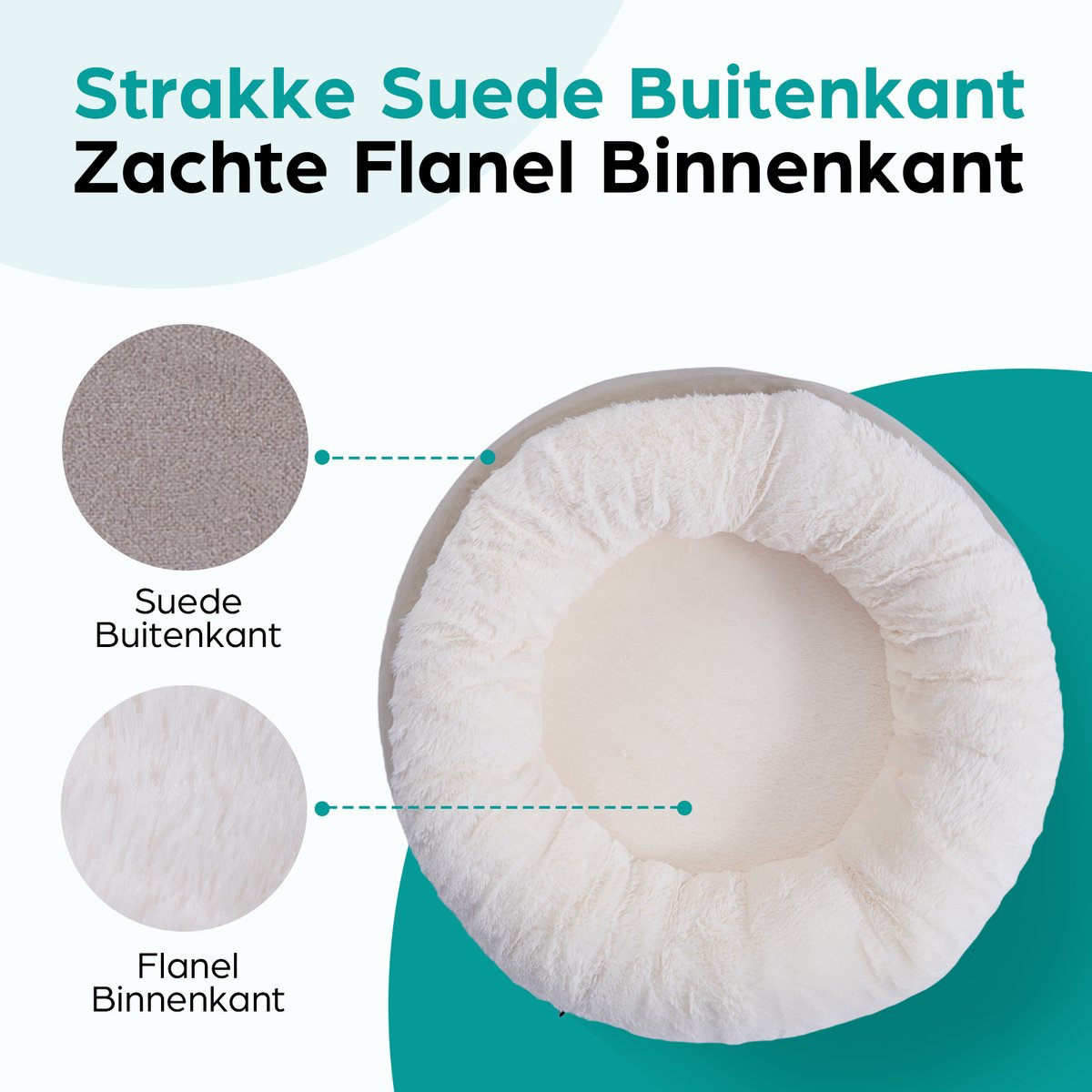 Filo Ultra Zachte Orthopedische Kattenmand Grijs - Wasbaar met Afritsbare Hoes - Anti Stress Donut Kattenbed - Poezenmand - Kattenhuis - Kattenkussen - Cat Bed – foto 4