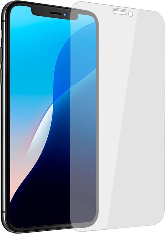 Screenprotector van gehard glas naast een smartphone.