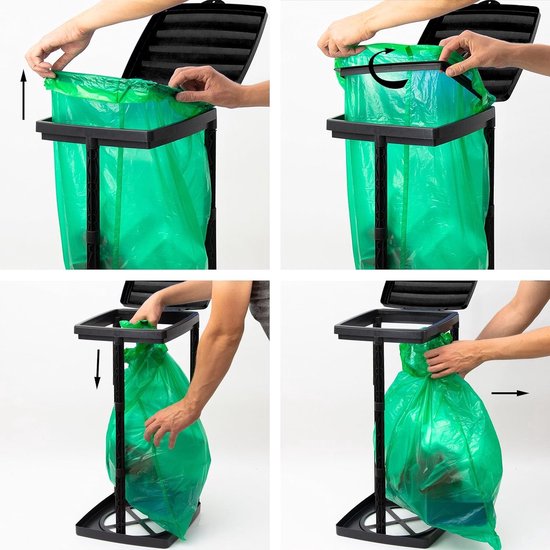 JOSTO RVS Afvalzakhouder op wielen met voetbediening, B55 x D51 x H91 cm - 2de Hands