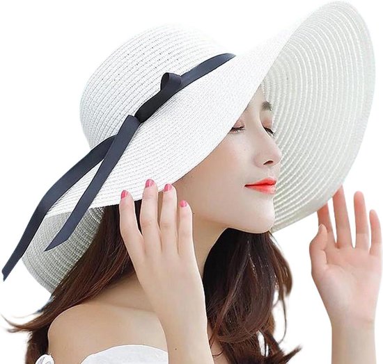 Zonnehoed Met Brede Rand Voor Dames,Opvouwbare Strohoed Voor Dames,Zomer Stro Strandhoeden Uv-bescherming UPF50