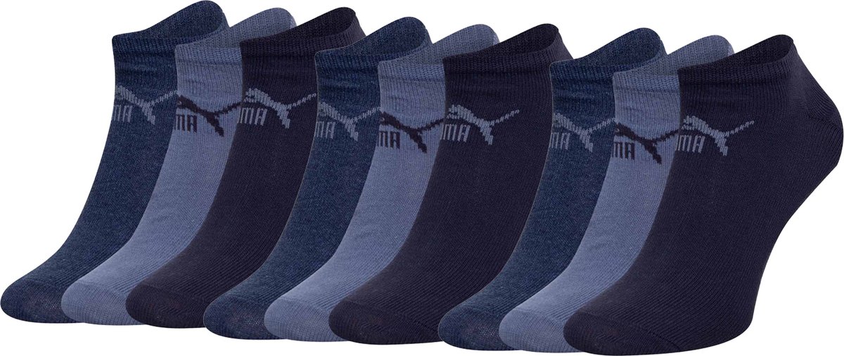 PACK van 9 Puma unisex sneakersokken in retro-design enkelhoog voor heren en dames Blauw