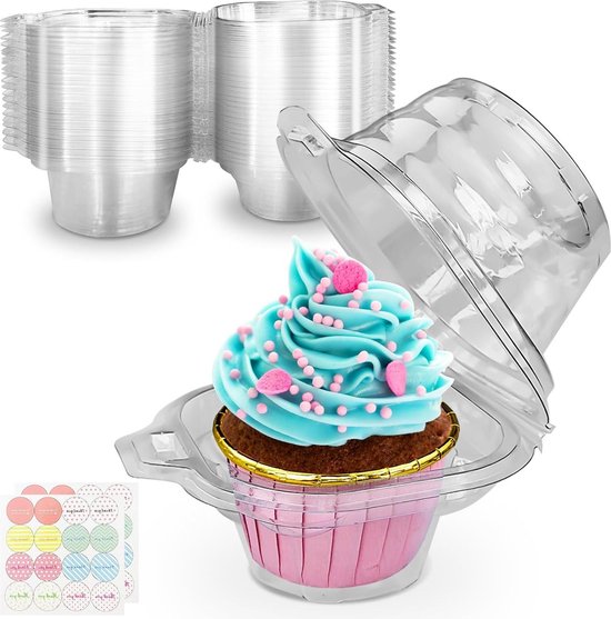 Bigqin 10 stuks Cupcake-taartdozen met transparant venster, kartonnen doos met 4 bakjes, bakken voor gebak, koekjes, muffins, bruiloften, geschenkdozen voor kinderen, doe-het-zelf, bruin, 16 x 16 x