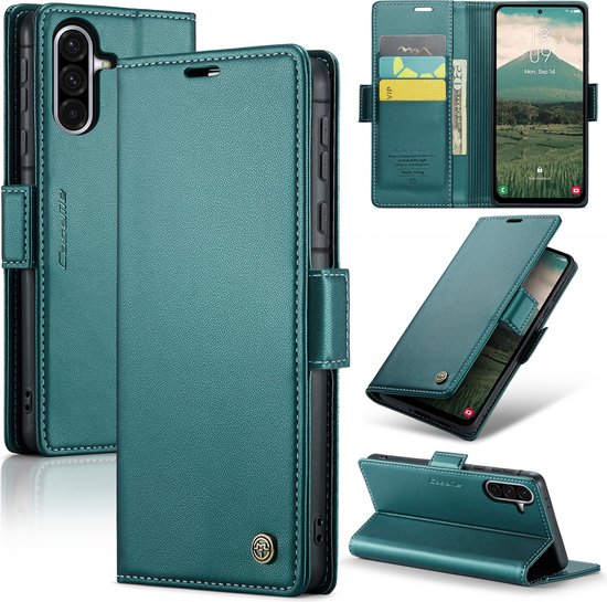 CaseMe - Telefoonhoesje geschikt voor Samsung Galaxy A36 - Wallet Book Case - Met Magnetische Sluiting - Groen