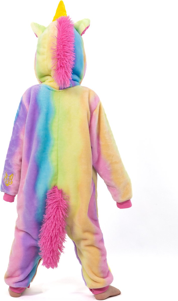 KIMU® Onesie Regenboog Eenhoorn Pak - Maat 128-134 - Eenhoornpak Unicorn Kostuum Kleuren - Unicornpak Kinderen Jumpsuit Pyjama Huispak Festival — afbeelding 4