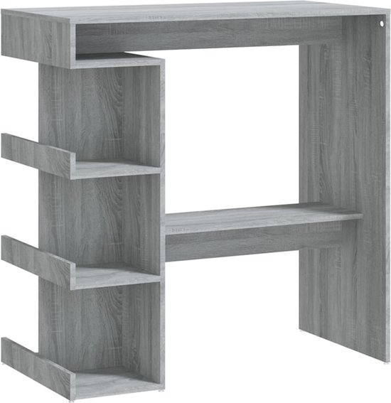 Centraal Eiland Op Wielen - 126 X 44/74 X 94 Cm - Opklapbaar Bovenblad Met 3 Deuren 3 Laden Mdf Grijs