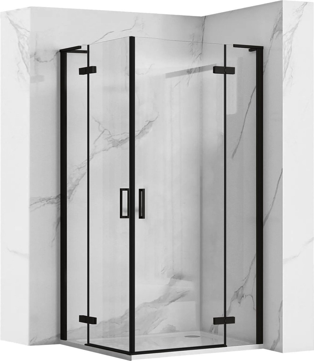 Rea Hugo Double Black 80X90 - 200 cm - Douchecabine - Rechthoek - Zwart