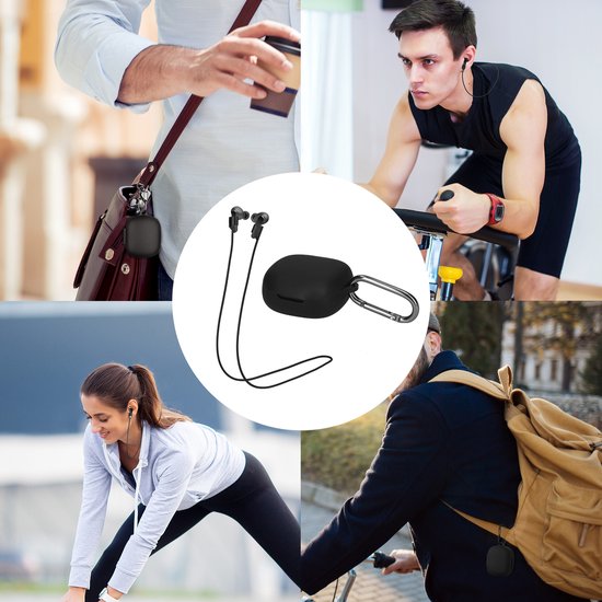 kwmobile cover voor oordopjes case - Compatibel met JBL Tune 130 NC TWS - Trendy beschermhoes draadloze oordopjes in zwart