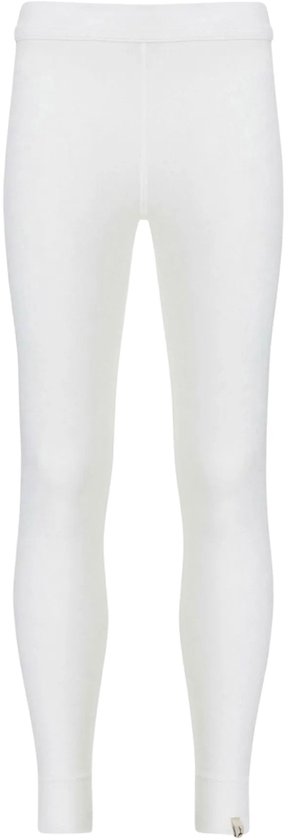 Witte kinder thermobroek met elastische tailleband en een klein label aan de enkel.