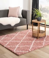 Vierkant berber vloerkleed - Habitat roze/wit 140x140