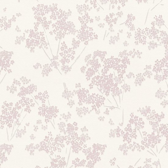 Papier peint à Fleurs Profhome 395481-GU papier peint intissé structuré avec motif floral blanc brillant rose 5,33 m2