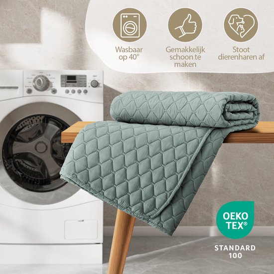 Couvre-lit Blumtal 170 x 210 cm - Certifié Oek-TEX - Pour lits 90 x 200 cm - Couvre-lit pour lit et canapé - Vert menthe