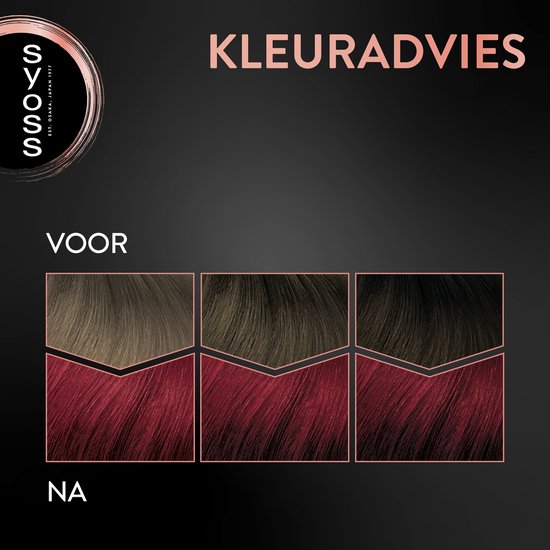 Kleuradvies met voorbeelden van haar vóór en na kleuring met roodtinten.