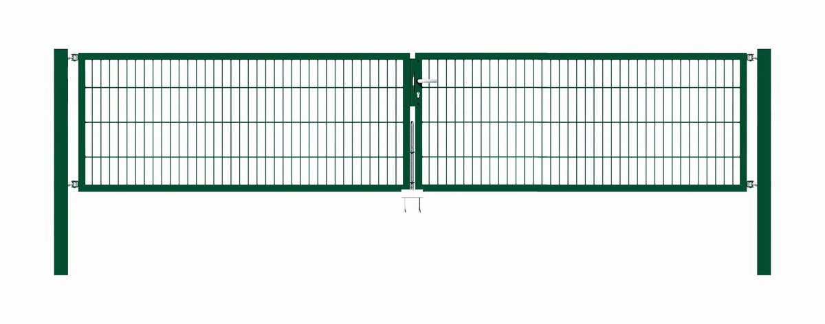 Alberts 649104 Dubbele poort Flexo met toebehoren, groen, breedte 400 cm, hoogte 80 cm