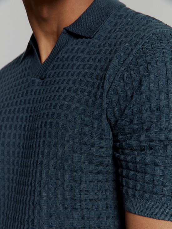 Pullover Short Sleeve Polo V Solid Jacquard