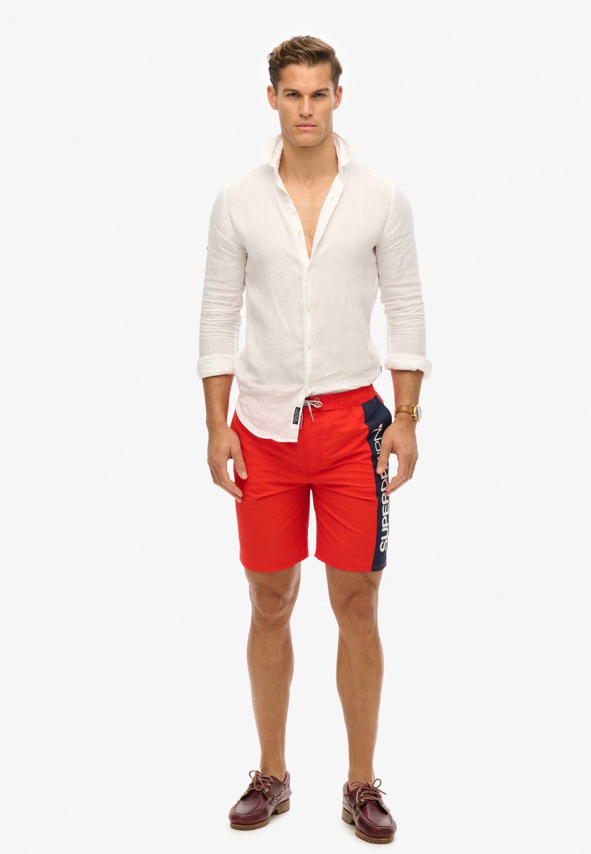 Superdry Gerecyclede Sportswear boardshort met logo 48 cm Heren Zwembroeken Rood