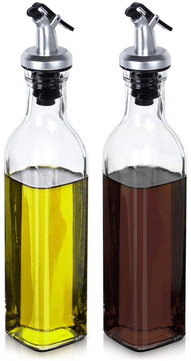 Olie en Azijn Flessen Glas met Dispenser 250 ml 2 stuks - Oliedispenser - Karaf