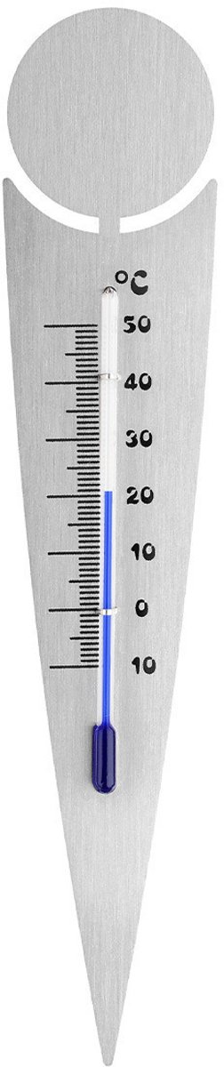 TFA Bloempot Thermometer - 22 cm - binnen/buiten - RVS - ruimte voor labels