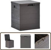 vidaXL Opbergbox 90 L - Marron - Pour espace de rangement intérieur et extérieur - Armoire de rangement - Toilettes extérieures - Accessoires de jardin - Armoire en plastique - Look bois - Accessoires de vêtements pour bébé de véranda