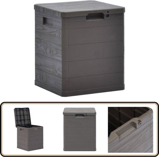 vidaXL Opbergbox 90 L - Marron - Pour espace de rangement intérieur et extérieur - Armoire de rangement - Toilettes extérieures - Accessoires de jardin - Armoire en plastique - Look bois - Accessoires de vêtements pour bébé de véranda