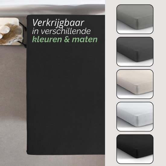 Sleeps Jersey Stretch Hoeslaken - 100% Katoen - 200x200/220 cm - Zwart - Strijkvrij van Sleeps — afbeelding 3