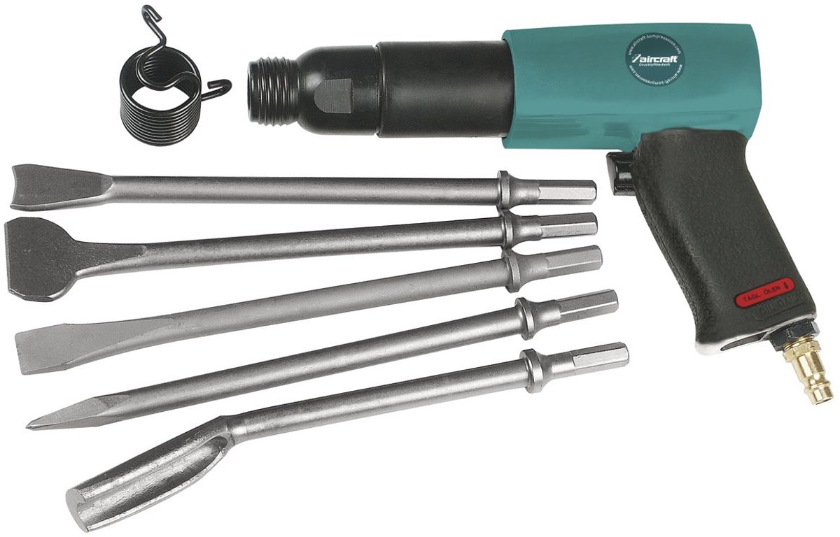 Professionele pneumatische hakhamerset + 5 beitels Aircraft MHB PRO