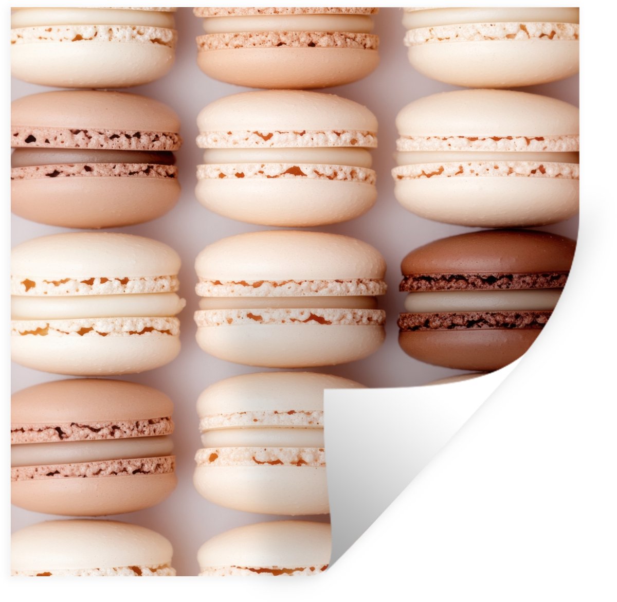 Muurstickers - Sticker Folie - Macarons - Beige - Bruin - 120x120 cm - Plakfolie - Muursti