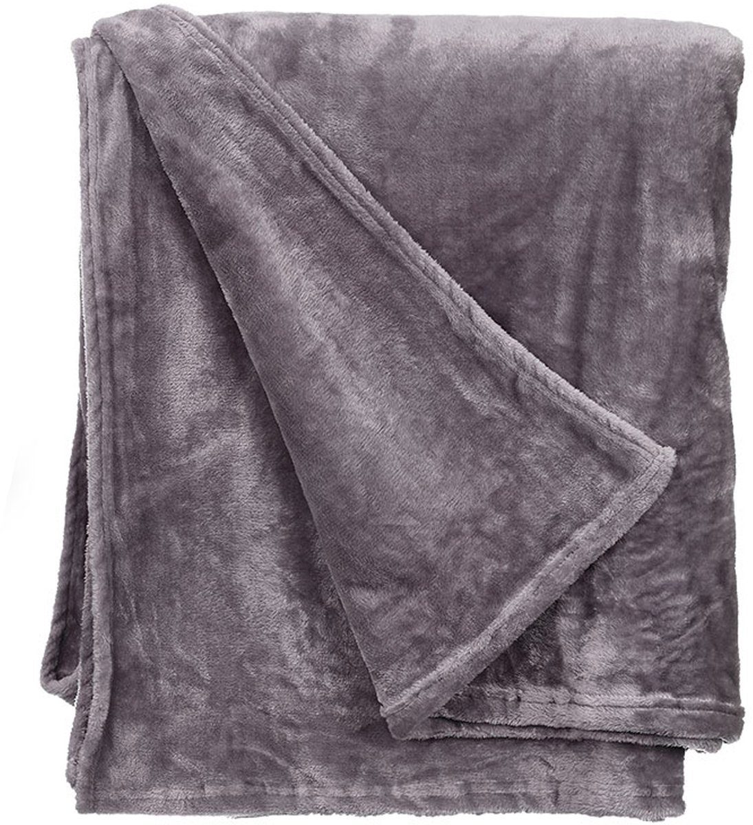 Giftdecor Fleece deken/plaid - lichtgrijs - polyester - 130 x 160 cm - Fluffy/zachte stof