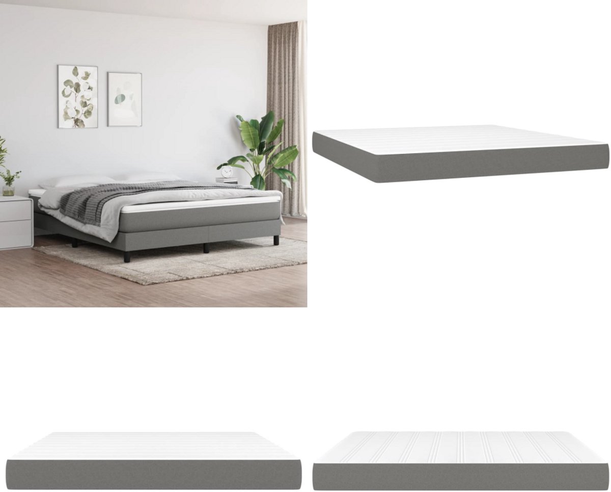 vidaXL Pocketveringmatras 180x200x20 cm stof donkergrijs - Pocketveringmatras - Pocketveringmatrassen - Matras - Pocketvering Matras