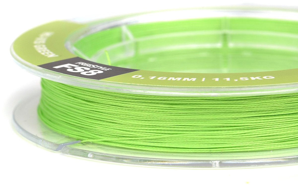 Spro Freestyle FS8 Braid Hi-Vis Chartreuse Gevlochten Lijn 0.18mm (125m) | Gevlochten lijn