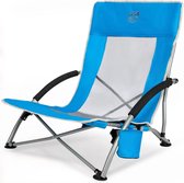 Chaise de plage légère et pliable avec dossier en filet - Sac de transport, porte-gobelet, accoudoir - Convient pour le camping, le barbecue et les voyages