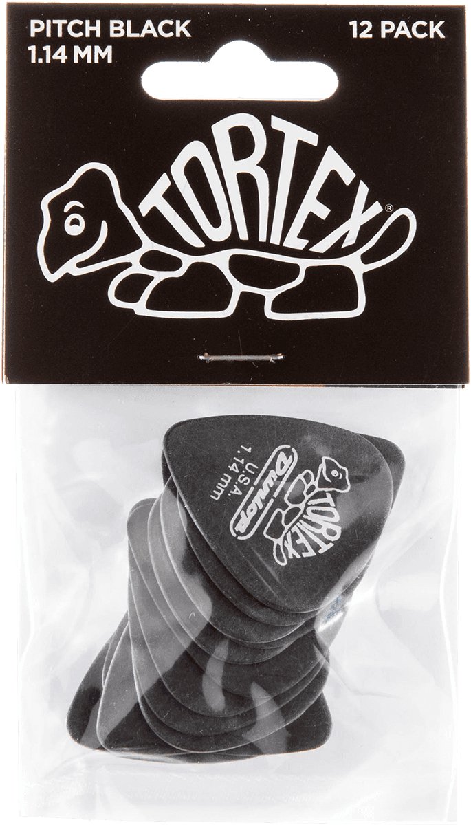 Dunlop Tortex® Pitch Black Standard 1.14 mm Plectrums - 12 stuks