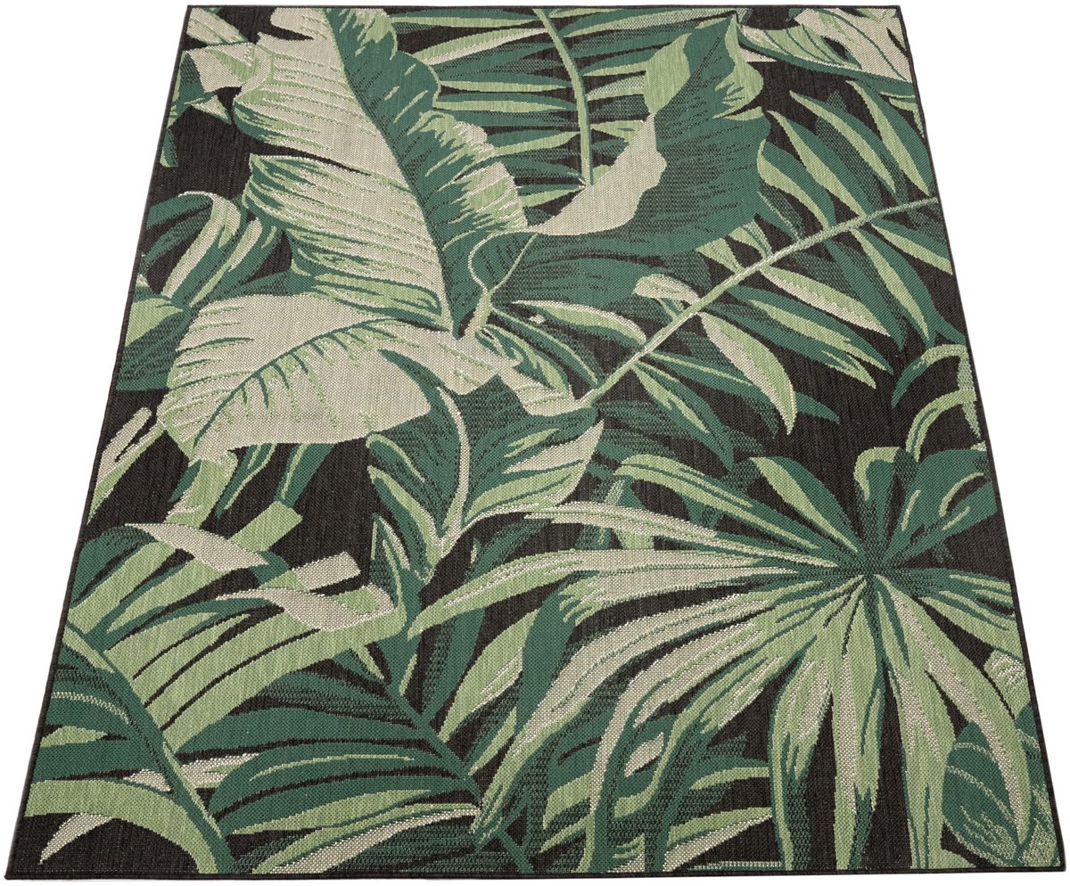 Flycarpets Binnen en Buitenkleed Ostivia - Gebloemd - Zwart