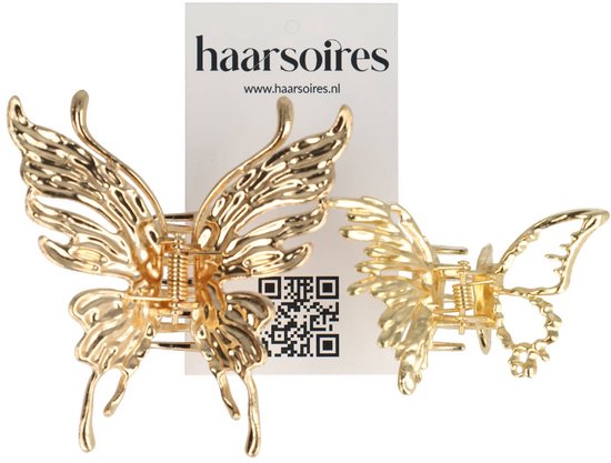 Haarsoires Haarspeld Haarklemmen 6,5cm-7,5cm – Open Vlindervorm – Metaal – Goud – Set van 2 - Haarclip Klem - Hair Claw - voor Opsteken Haar - Hair Clip - Decoratieve Haaraccessoire