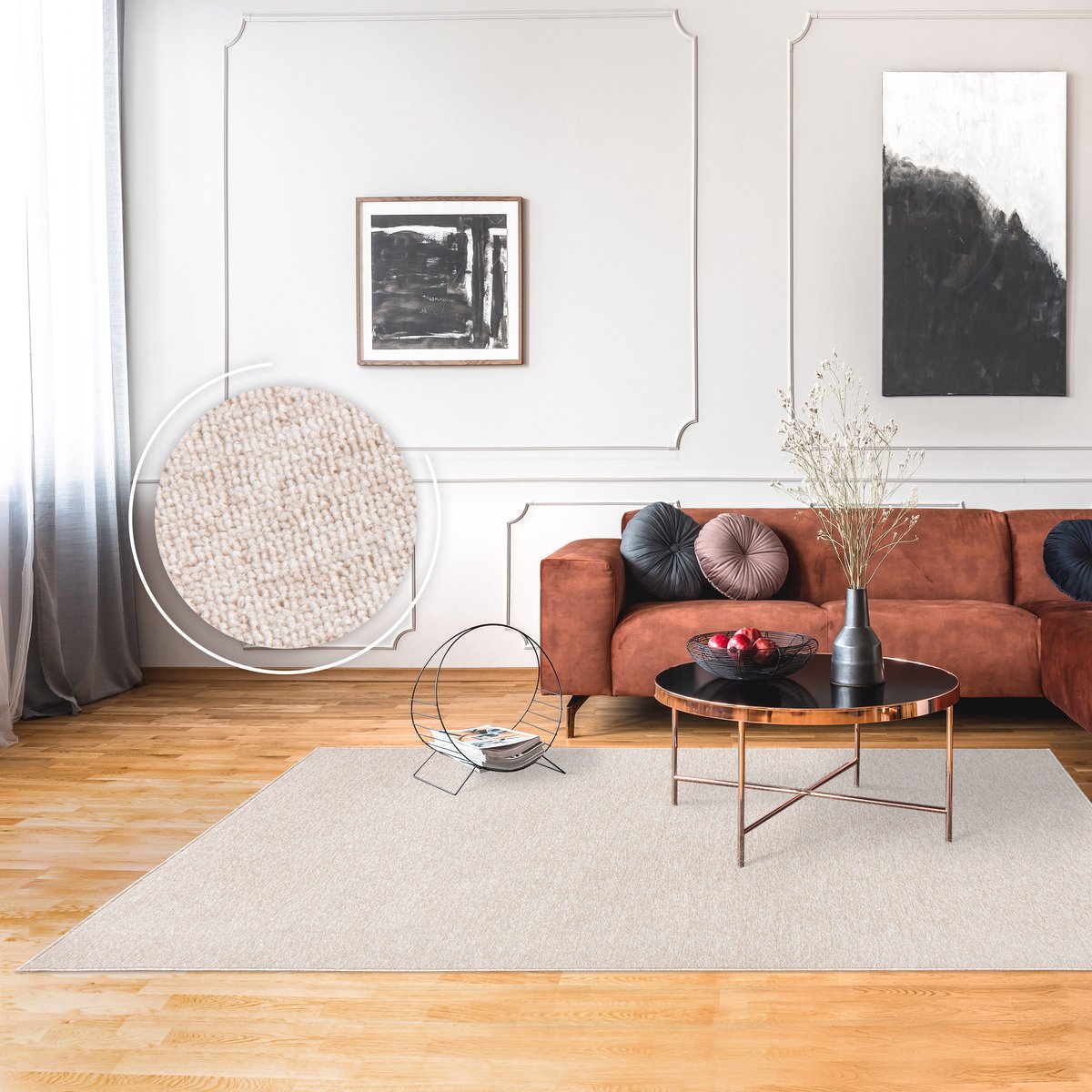 Flycarpets Laagpolig Vloerkleed Barnova Gemeleerd - Creme