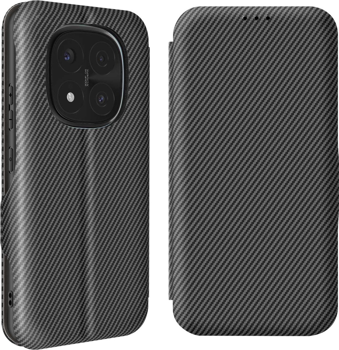 Avizar Carbon Hoesje voor Redmi Note 14 Pro en 14 Pro Plus kaarthouder, Zwart