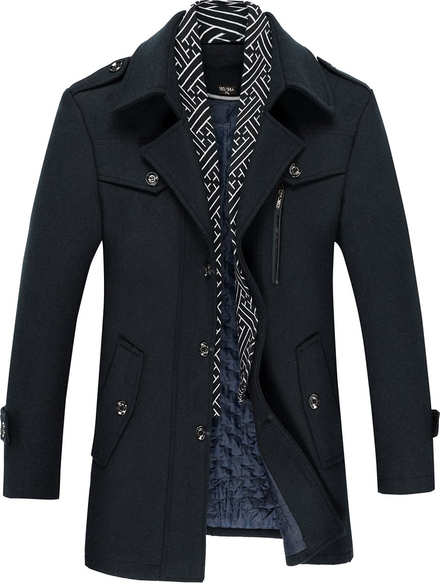 ALLTHEMEN Heren Parka Wollen Jassen - Korte Warme Winterjas- M