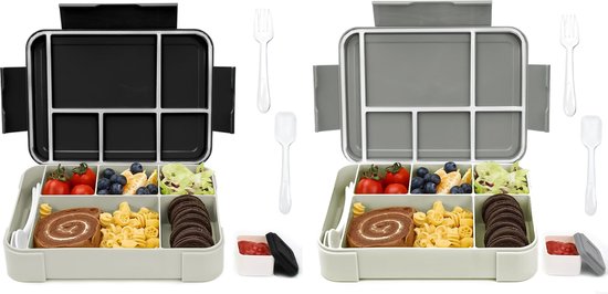 Bentgo Fresh  Blauw/Groen 2 PACK  Nieuwe En Verbeterde Lekvrije Veelzijdige Bento Style Lunchbox Met 4 Compartimenten Ideaal Voor Portiecontrole Uitgebalanceerd Eten Onderweg Bpa Vrije 2334460187