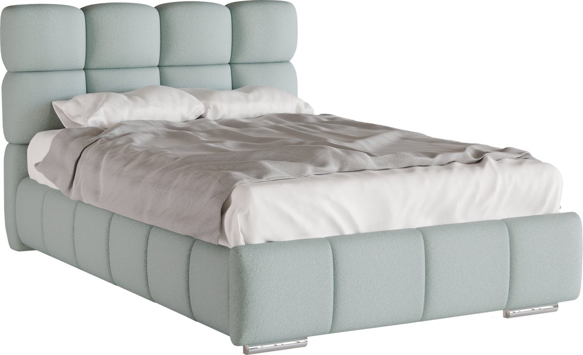 Homesy The Essence of Comfort Tweepersoonsbed Bliss / Eenpersoonsbed 120 x 200 cm met opbergruimte, lattenbodem en Pocketveringmatras kokos H3/H4 (20 cm hoog) Lichtblauw