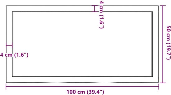 vidaXL Eikenhouten Wandplankje - Wanddecoratie - Wandschap 100x50x(2-4)cm behandeld massief eikenhout lichtbruin - Vintage Wandrek - Rustic Wandrek - Woonaccessoires