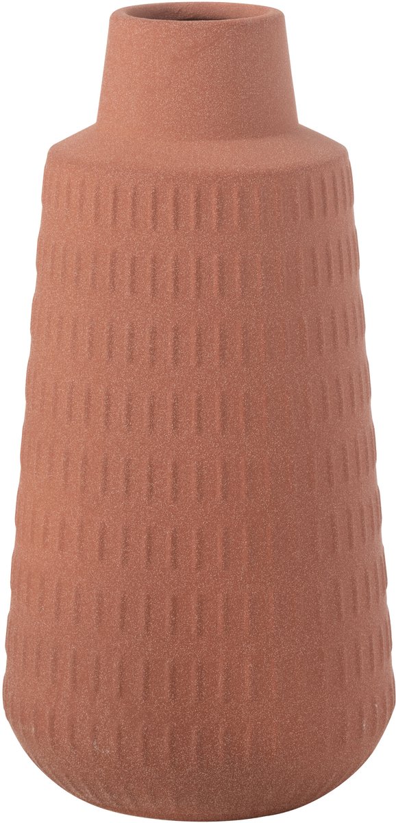 J-Line vaas Ria Gekerfd - porselein - terracotta - large - 31 cm hoog Oranje