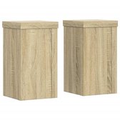 vidaXL - Plantenstandaards - 2 - st - 10x10x18 - cm - bewerkt - hout - sonoma - eiken