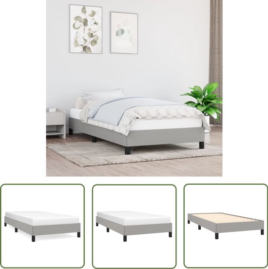 The Living Store Cadre de lit sans matelas 90x200 cm tissu gris clair - Cadre de lit - Confort de couchage - Lit double - Sommier tapissier - Lit en bois