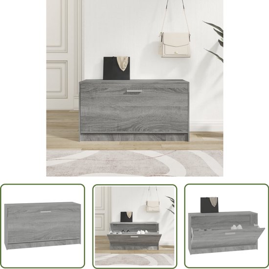 vidaXL Banc à chaussures - Chêne Sonoma Grijs - 80x24x45 cm Banc à chaussures - Armoire à chaussures - Rangement - Banc en bois - Meubles gris - Meubles de salon - Étagères d'entrée