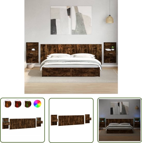 vidaXL Hoofdbord Kast Zwart Eiken 180x19x103,5 cm vidaXL Hoofdbord Kast Zwart Eiken 180x19x103,5 cm