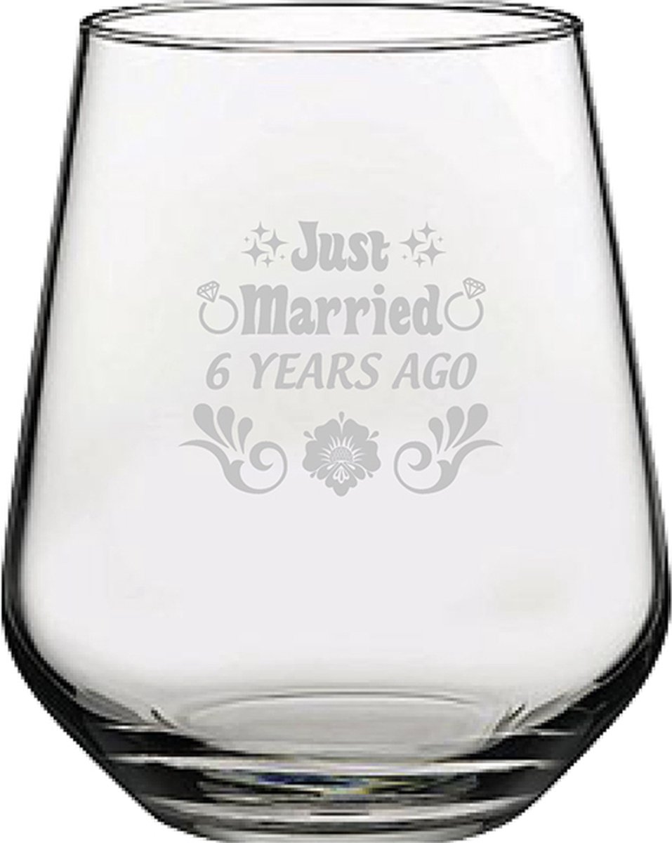 Gegraveerde drinkglas 42,5cl Just Married 6 years ago