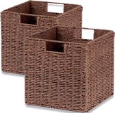 Aolawco Kallax gevlochten opbergmand, 4 stuks, opvouwbare Kallax rieten mand voor opslag, 28 x 28 x 28 cm, stabiele mand, opslag met handgrepen voor planken, eetkamer, badkamer, woonkamer