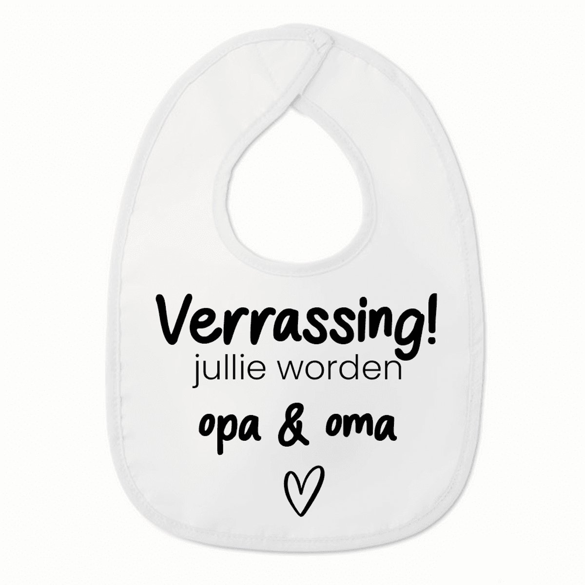 Goedkoopste Slabbetje met tekst - Verrassing opa en oma - Zwangerschaps aankondiging - Wit/zwart | 100 katoen - Incl. hoogwaardige Klittenband sluiting - Kraamcadeau - Babyshower - Slabber | Incl. 2 jaar garantie