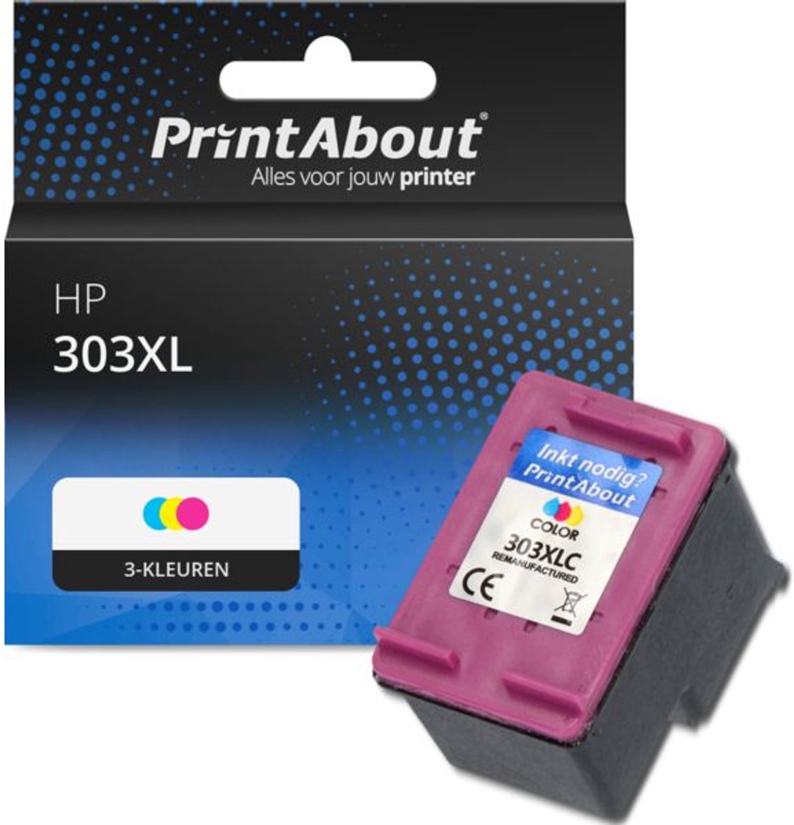 PrintAbout huismerk Inktcartridge 303XL (T6N03AE) 3-kleuren geschikt voor HP