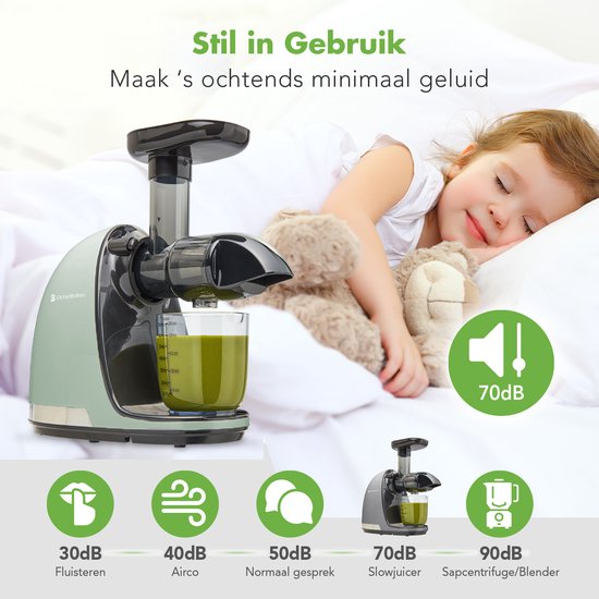 KitchenBrothers Slowjuicer - Juicer - Groenten en Fruitpers - 700ml - Met Pulpreservoir - Juice Maker - Pastel Groen van KitchenBrothers — afbeelding 5