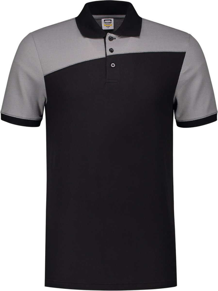 Tricorp 202006 Poloshirt Bicolor Naden - Zwart/Grijs - 6XL